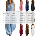 thumbnail image 3 of Hvogkswy Linen Jumpsuits for Women V-Neck Button Front Sleeveless Jumpsuit with Pockets Loose Comfy Casual Wide Leg Romper, 3 of 6