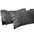 thumbnail image 2 of 2 Piece Vintage Ruffle Pattern Solid Dark Grey European Pillow Shams, (European 18X18 Pillow Cover), 100% Egyptian Cotton, 800 Thread Count, European Size, 2 of 3