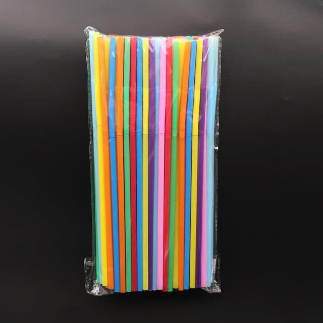 Nvzi Disposable Plastic Flexible Bendable Drinking Straws 100Pcs Straws for Juice Drinks-Multicolor