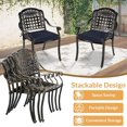 thumbnail image 4 of W WARMHOL 9 Piece Outdoor Patio Dining Set for 8, Cast Aluminum Large Square Dining Table & 8 Cushioned Stackable Chairs, Umbrella Hole, Patio Furniture Set for Garden Porch Poolside, Navy Blue, 4 of 7