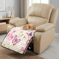 thumbnail image 3 of ZIATUBLES Recliner Chair Covers, Reclining Couch Slipcovers Seat Cushion, Anti-Slip Sofa Cover for Dogs Pets, Washable Furniture Protector, 38.58 x 24.40 Inches, Rose Clock Butterfly Print, 3 of 8