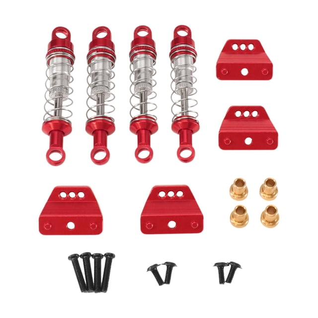 TISHITA 4Pcs RC Car Shock Absorbers Replacement Kit with Hydraulic Suspension Accessories And Metal Mounts Suitable for Improving The Ride of The RC Car red