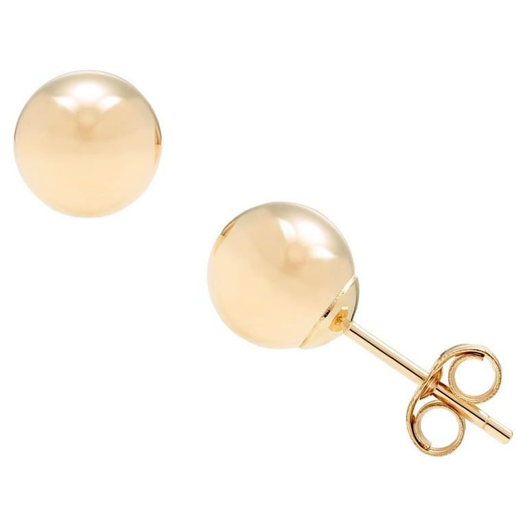  14k White Gold Ball Stud Earrings with Secure Screw-backs  (3mm): Clothing, Shoes & Jewelry