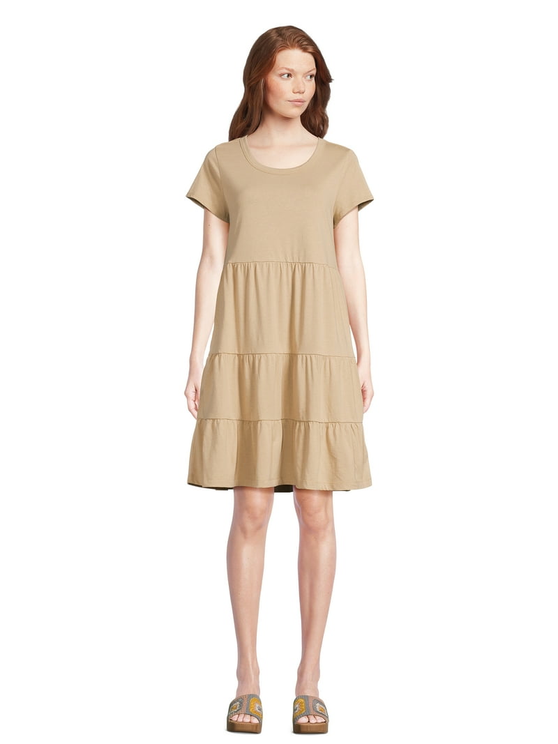 Time and Tru Women's and Women's Plus Tiered Cotton Mini Dress, Sizes XS-4X - Walmart.com Time and Tru Women's and Women's Plus Tiered Cotton Mini Dress, Sizes XS-4X - Walmart.com