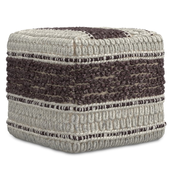 Simpli Home Simpli Home Grady Contemporary Square Pouf in Magenta and Natural Handloom Woven
