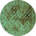 thumbnail image 1 of Ahgly Company Machine Washable Indoor Round Oriental Turquoise Blue Industrial Area Rugs, 5' Round, 1 of 4