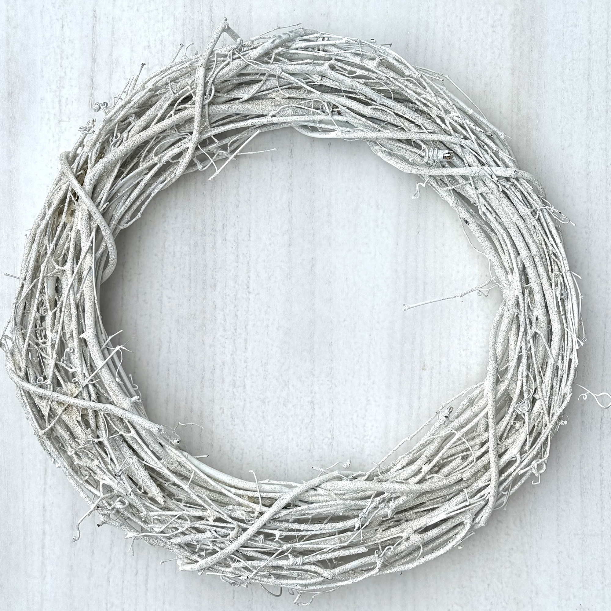 Kraft Lane: 18" Painted Grapevine Wreath - Glitter White - DIY Craft Projects, Handcrafted, In-Outdoor Decoration, Behr Paint, Seasonal-Holiday-Home