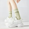 thumbnail image 6 of Women's 3-Pack Striped Ribbed Crew Socks Soft Stretch Fit Casual Athletic Style, 3 PK-MUL B, 6 of 7