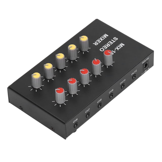 Mezclador De Amplificador De Audio Mezclador Estéreo De 10 Canales DC5-12V Carcasa De Aleación De Aluminio Para Sistema De Altavoces ANGGREK Hardware