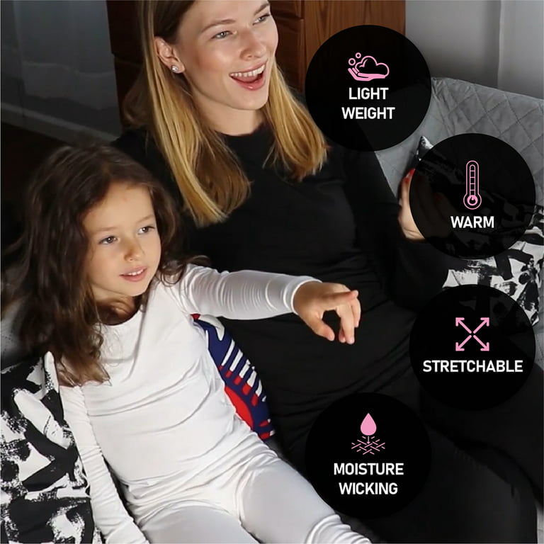 Thermajane Thermal Underwear for Girls Long John Set Kids (Pink, Medium) 