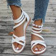 thumbnail image 5 of AXXD Women White Sandals Summer New Plus-size Casual Flat Thin Thick Strap Beach Roman Sandals, 5 of 9