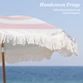thumbnail image 2 of Boho Fringe Umbrella Outdoor Patio, 6.5ft UPF50+ Picnic Umbrella with Tassels with Steel Pole and Push Button Tilt, Pink Stripes, 2 of 8