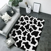 Area Rugs For Living Room Decor - Cow Print Black White Soft Anti Slip Throw Washable Rugs 5x7 For Bedroom, Indoor Carpet For Bedroom Living Room 80x58In
