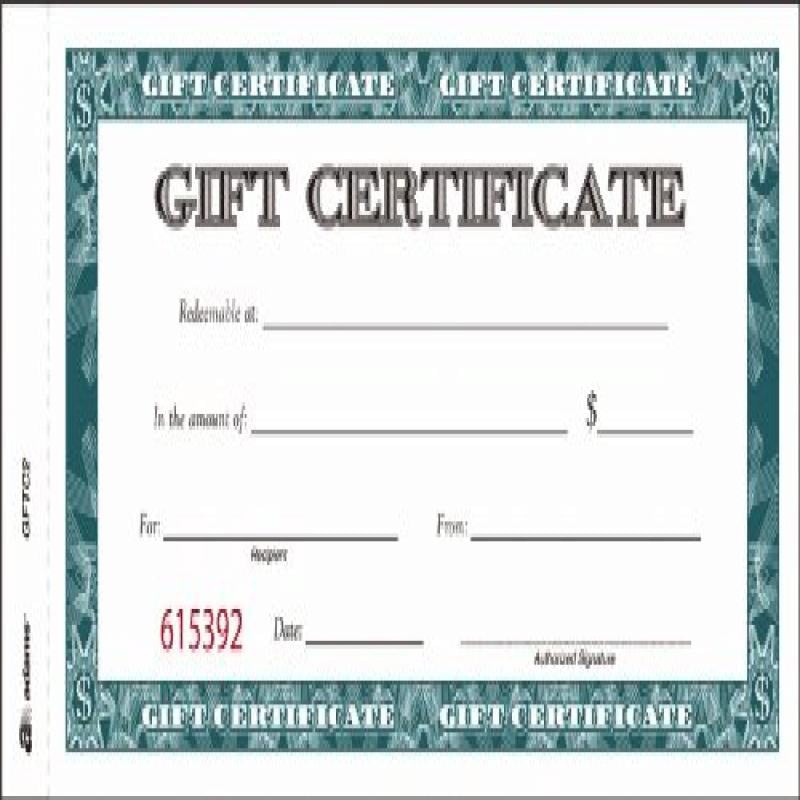 Single Paper Adams Gift Certificate Book 3.25 x 11 Inches Cream 25 Numbered 