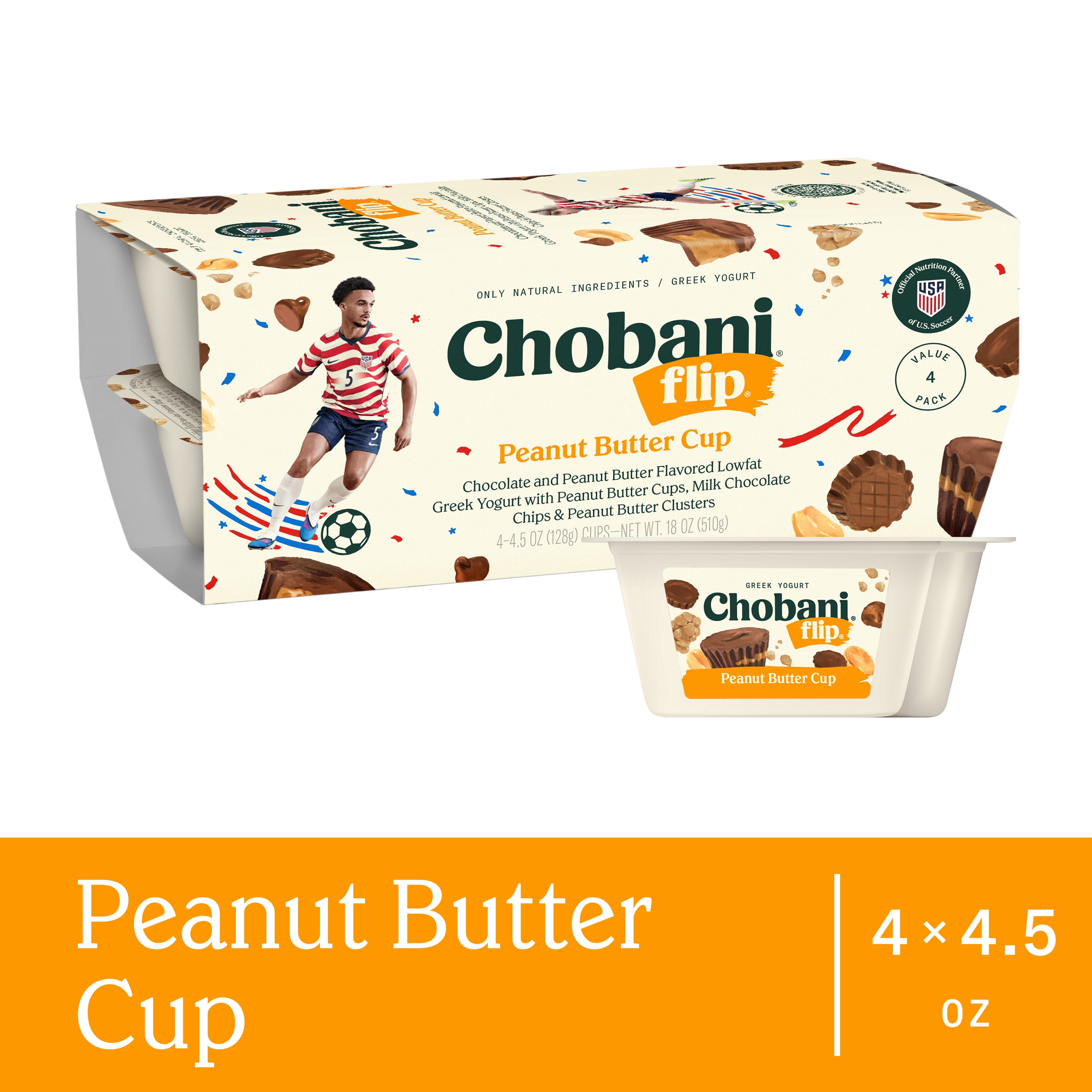 Chobani Flip Low-Fat Greek Yogurt Peanut Butter Cup 4.5 oz 4 Pack