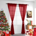 thumbnail image 2 of Cortina youleyar de gasa transparente sólida, 132 x 213 cm, color rojo navideño, 2 of 8