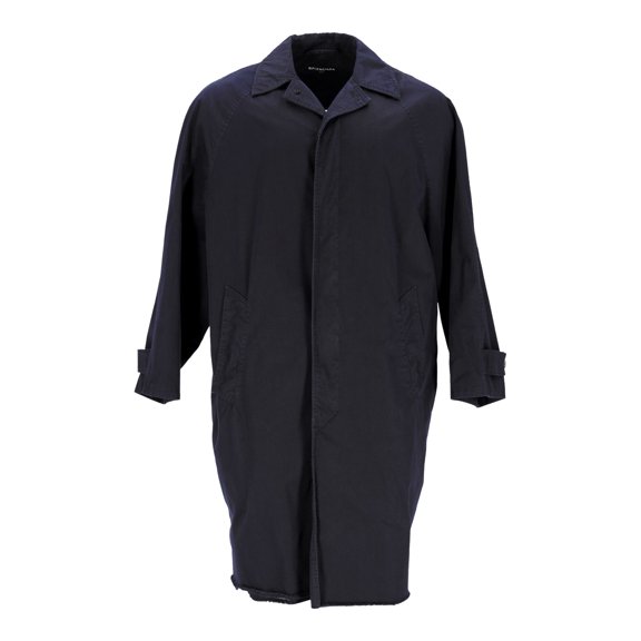 Pre-Owned Balenciaga Knee-Length Carcoat in Navy Cotton