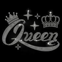 1sheet Queen Crown Rhinestone Iron on Hotfix Rhinestone Royal Crown Transfer Applique Glitter Stars Heat Transfer Decal Bling Patch Clothing Repair Applique for T-Shirts Bag Shoes Hat DIY Decor