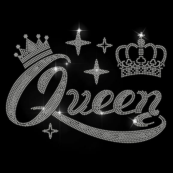 1sheet Queen Crown Rhinestone Iron on Hotfix Rhinestone Royal Crown Transfer Applique Glitter Stars Heat Transfer Decal Bling Patch Clothing Repair Applique for T-Shirts Bag Shoes Hat DIY Decor