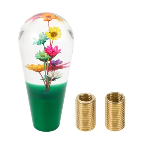 Unique Bargains Flower Shift Knob Universal Gear Shifter Knob Acrylic Stick Shifter Lever Knob for Automatic and Manual Vehicle with 2 Adapter Clear Green 1 Set