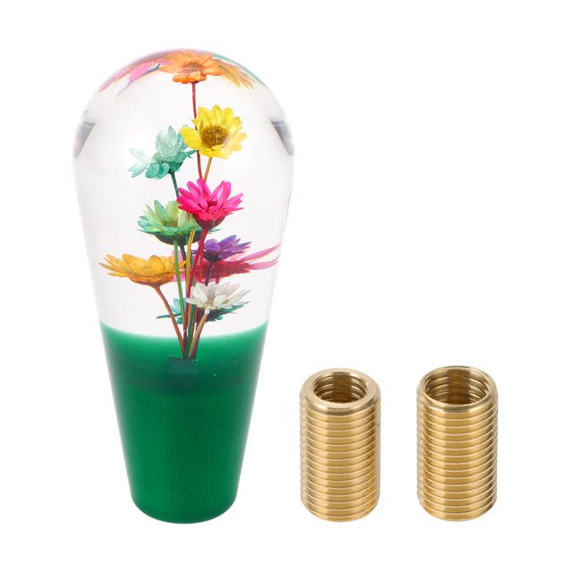 Pomo de Cambio de Flor Único Bargains Pomo de Palanca de Cambios Universal de Acrílico para Vehículos Automáticos y Manuales con 2 Adaptadores Claro Verde 1 Juego