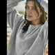 thumbnail image 5 of Sudadera Corta para Mujer, Cuello Redondo, Larga, Talla Grande, Otoño-Invierno 2025, Estilo Jersey Holgado. Gris L, 5 of 10