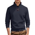 thumbnail image 3 of Quarter Zip Pullover Men 2026 Fall Winter Long Sleeve Jacquard Stand Collar Plain Sweatshirts Mens Pullover Top, 3 of 6