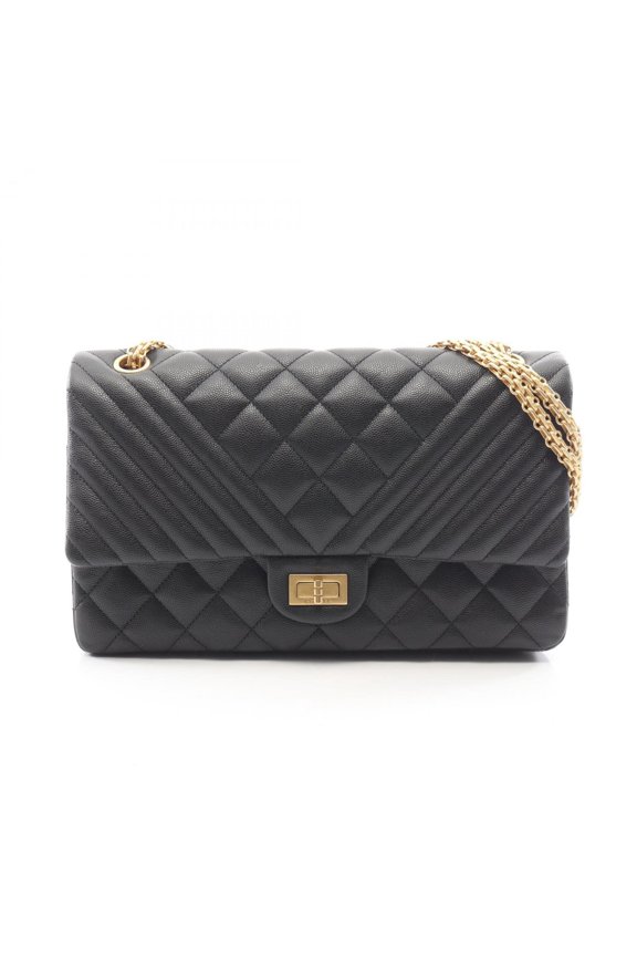Pre-Owned Chanel 2.55 Matelass V-stitch Double Flap Shoulder Bag/Handbag, Caviar Leather...
