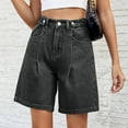 thumbnail image 6 of Denim Shorts for Women Casual Adjustable Button Shorts High Rise Wide Leg Shorts, 6 of 8