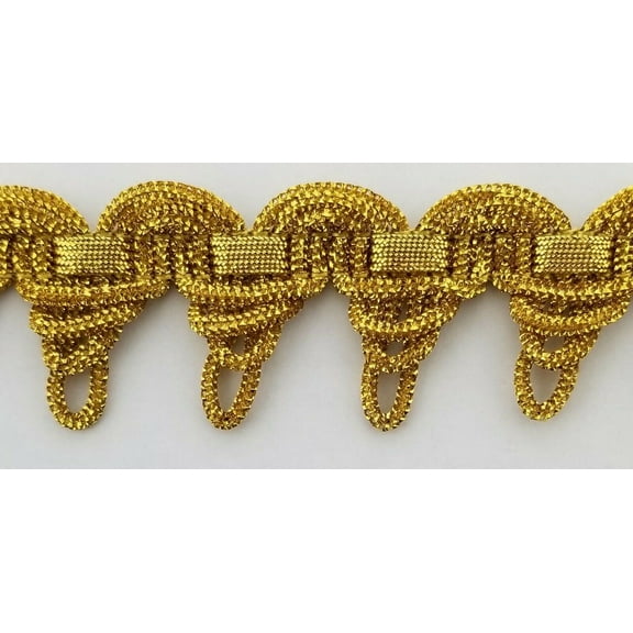1-7/16" Metallic French Chinese Braid Gimp Trim- 5 Continuous Yards- MADE IN USA