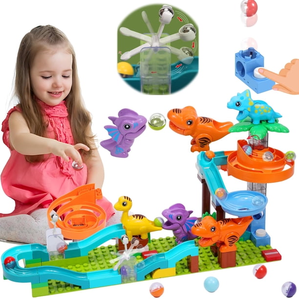 Set de construcción Marble Run COUOMOXA con temática de dinosaurios para niños de 3 a 8 años