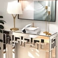 thumbnail image 4 of SHYFOY Modern Grecian Venetian Mirrored Console Table Glass Sofa Table Silver Entryway Table for Living Room, 4 of 9