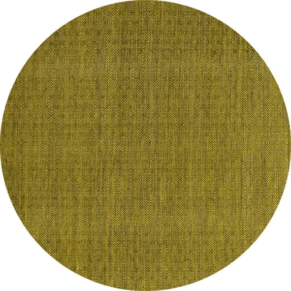 Ahgly Company Machine Washable Indoor Round Abstract Yellow Contemporary Area Rugs, 5' Round