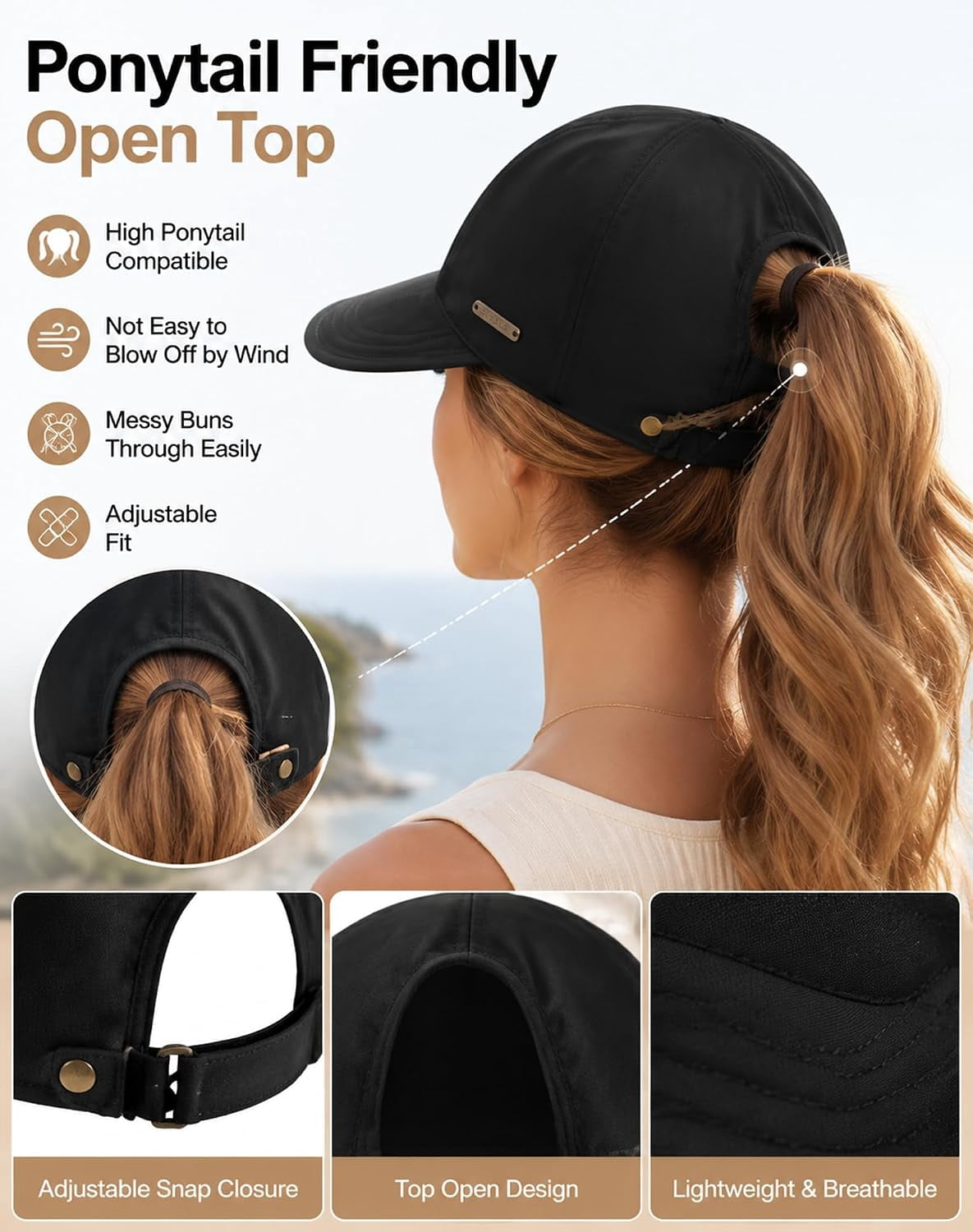 Dodorado Sun Hat, Women's Wide Brim Sun Visor Hat, UPF 50+ Lightweight & Breathable