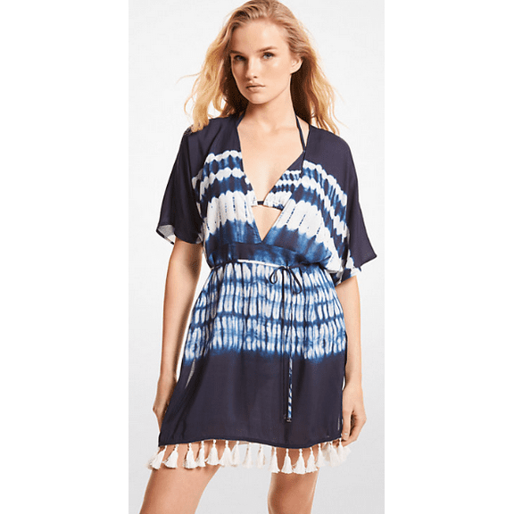 Michael Kors Womens Tassel-Tie Caftan Cove Navy XXS