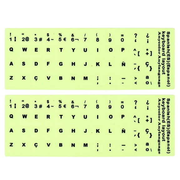 Uxcell Spanish Keyboard Stickers Glow in the Dark Luminous Keyboard Replacement Cover, Black Lettering 2pcs