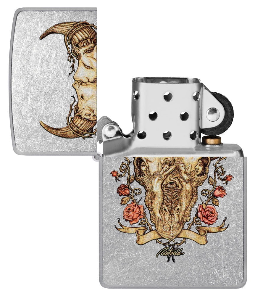 Pro-Cut ZIP-48502 Zippo Cowboy Skull Design Lighter, White Matte