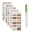 thumbnail image 1 of SIUSIO 70 unidades de 5 hojas de envolturas de uñas de color puro, tiras de esmalte de uñas, pegatinas con purpurina, pegatinas para decoración de uñas con 1 lima de uñas de cristal, envolturas de uña, 1 of 5