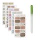 thumbnail image 1 of SIUSIO 70 unidades de 5 hojas de envolturas de uñas de color puro, tiras de esmalte de uñas, pegatinas con purpurina, pegatinas para decoración de uñas con 1 lima de uñas de cristal, envolturas de uña, 1 of 5