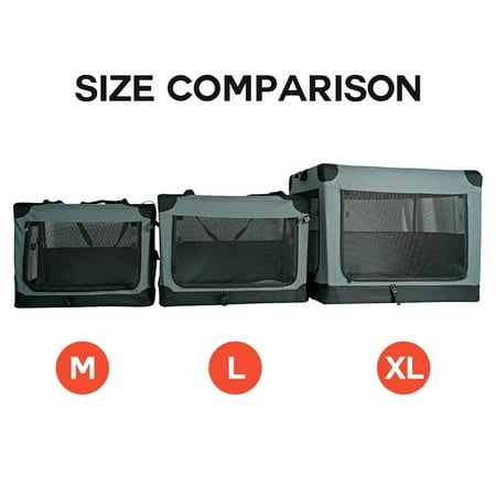 Ashfield & Harkness: Collapsible Soft Dog Crate - 42 - Gray, Sherpa Lined Mat, Durable Mesh Windows, Portable Foldable Pet Kennel, Indoor & Outdoor