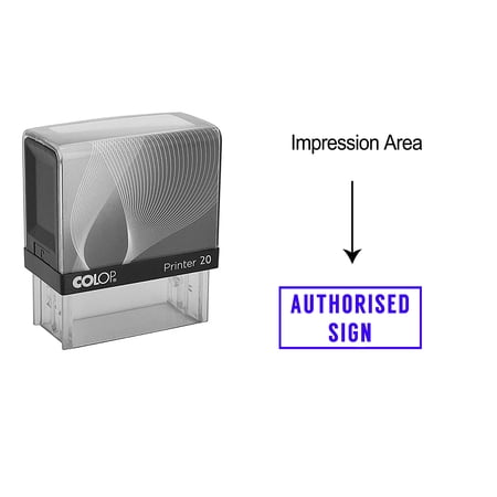 eloria Authorised Sign Self Inking Rubber Stamp Business Custom Stamp Office Stationary, Color: Blue Ink