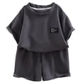 thumbnail image 4 of ITSAME Boys Summer Outfit Sets Crewneck T-Shirt and Shorts 2-Piece Kids Loose Casual Clothes Gray Size 18-24M, 4 of 5