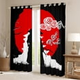 thumbnail image 2 of Homewish Japanese Ukiyo-E Black Out Curtains,Red Moon Architecture Silhouette Curtains Pack of 2 (42x63 Each),Japan Theme Bedroom Curtains For Boys Kids,Luxury Bedroom Decor, 2 of 6
