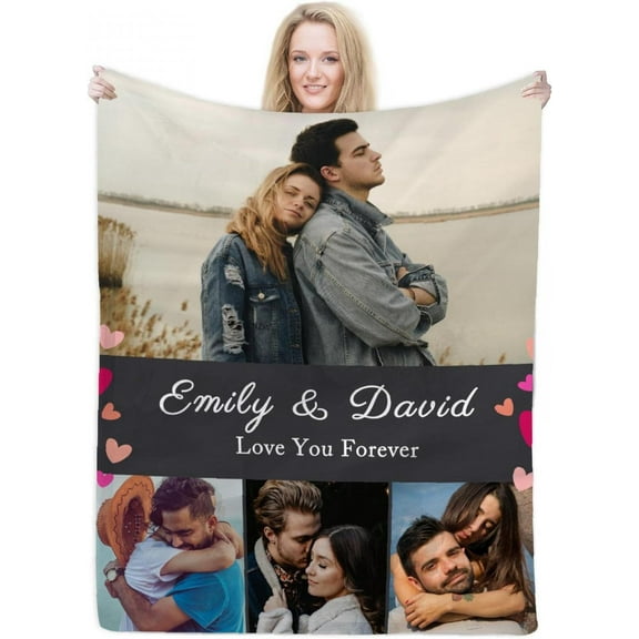 Custom I Love You 8 Photos Collage Blanket for Girlfriend Boyfriend Gifts Personalized Picture Blankets for Mothers Fathers Day Christmas Couples Gifts Customized Memorial Throw Blanket
