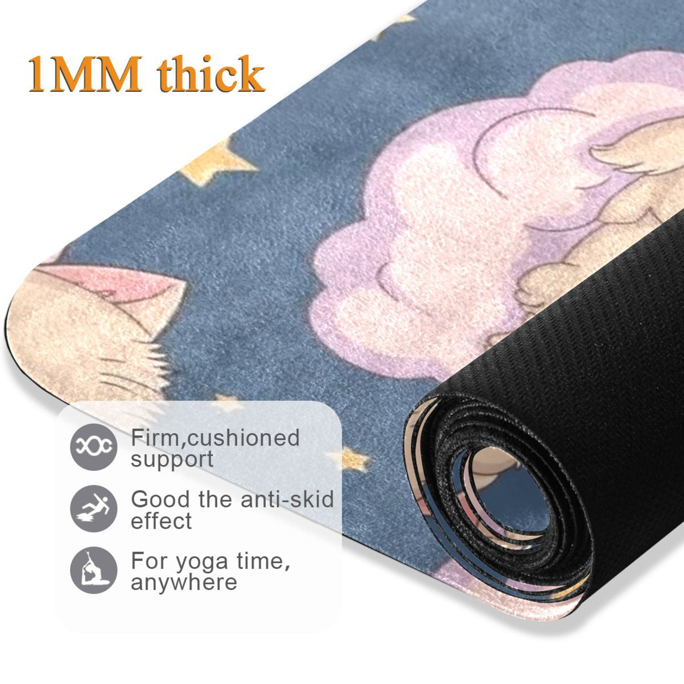 BZSMCE Yoga Mat Women Fitness Mat Cloud Cat Nap Pattern
