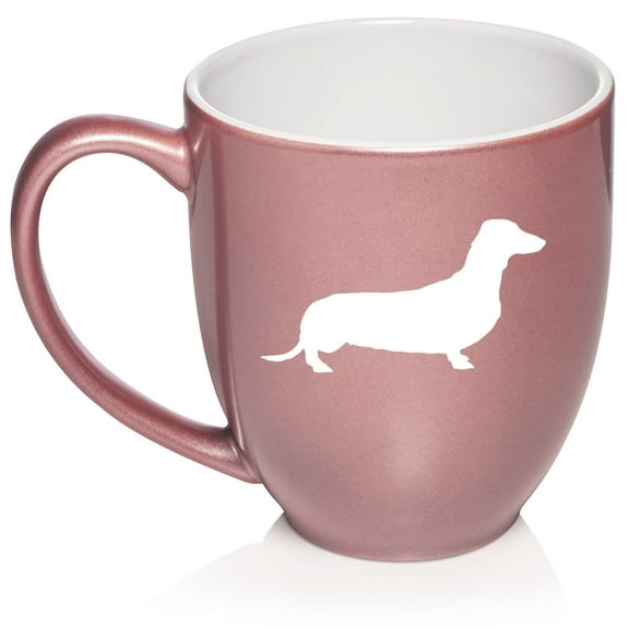 Dachshund Ceramic Coffee Mug Tea Cup Gift for Her, Him, Women, Men, Wife, Husband, Mom, Dad, Girlfriend, Coworker, Grandma, Grandpa, Cute, Birthday, Housewarming, Puppy, Dog Lover (16oz Rose Gold)