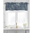 thumbnail image 2 of Boho Blue Linen Curtain Valance for Bedroom/Bathroom/Kitchen/Office/Living/Dining Room Window,Vintage Ethnic Modern Geometric Abstract Rod Pocket Topper Decorative Cafe Drapes Panel 54"x18", 2 of 6