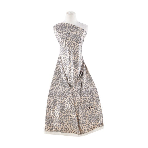 Zelouf Spun Polyester Spandex W/foil , Sewing, DIY, Crafts Fabric by the Yard, 298 Bisque/blk, 3 Yard