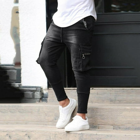 

Tawop Scrub Pants For Women Fashion Solid Denim Trouser Distressed Jeans Long Pants Streetwear Cargo Pants Y2k Lounge Pants