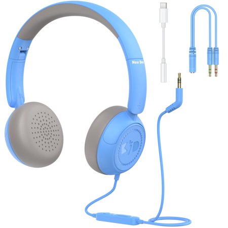 New Bee Kids Headset with Microphone, Wired Headphones fit for PC, iPad, Chromebook